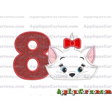 Marie Cat The Aristocats Applique 03 Embroidery Design Birthday Number 8