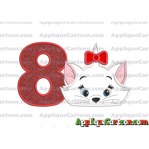 Marie Cat The Aristocats Applique 03 Embroidery Design Birthday Number 8
