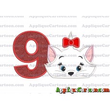 Marie Cat The Aristocats Applique 03 Embroidery Design Birthday Number 9