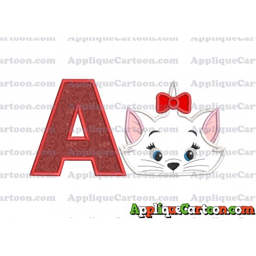 Marie Cat The Aristocats Applique 03 Embroidery Design With Alphabet A