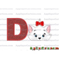 Marie Cat The Aristocats Applique 03 Embroidery Design With Alphabet D