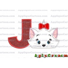 Marie Cat The Aristocats Applique 03 Embroidery Design With Alphabet J