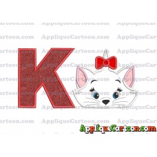 Marie Cat The Aristocats Applique 03 Embroidery Design With Alphabet K