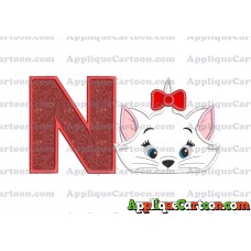 Marie Cat The Aristocats Applique 03 Embroidery Design With Alphabet N