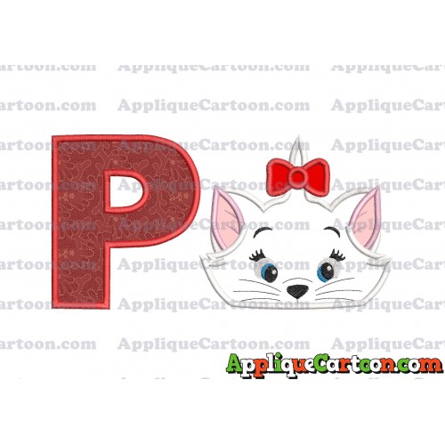 Marie Cat The Aristocats Applique 03 Embroidery Design With Alphabet P