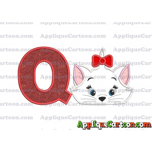 Marie Cat The Aristocats Applique 03 Embroidery Design With Alphabet Q