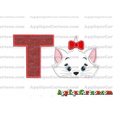 Marie Cat The Aristocats Applique 03 Embroidery Design With Alphabet T