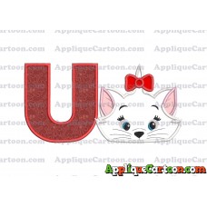Marie Cat The Aristocats Applique 03 Embroidery Design With Alphabet U