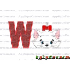 Marie Cat The Aristocats Applique 03 Embroidery Design With Alphabet W