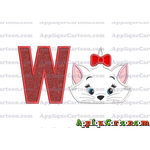 Marie Cat The Aristocats Applique 03 Embroidery Design With Alphabet W