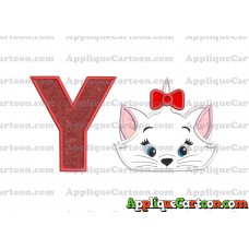 Marie Cat The Aristocats Applique 03 Embroidery Design With Alphabet Y