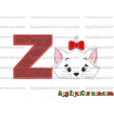 Marie Cat The Aristocats Applique 03 Embroidery Design With Alphabet Z