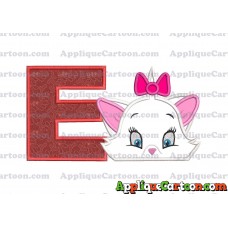 Marie The Aristocats Head Applique Embroidery Design With Alphabet E