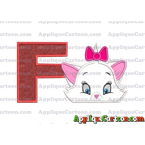 Marie The Aristocats Head Applique Embroidery Design With Alphabet F