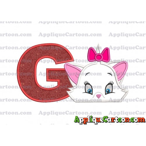 Marie The Aristocats Head Applique Embroidery Design With Alphabet G