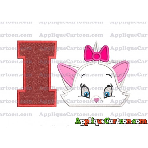Marie The Aristocats Head Applique Embroidery Design With Alphabet I