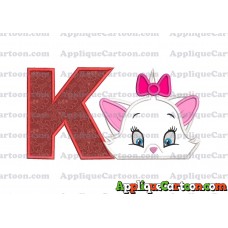 Marie The Aristocats Head Applique Embroidery Design With Alphabet K