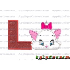 Marie The Aristocats Head Applique Embroidery Design With Alphabet L