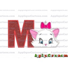 Marie The Aristocats Head Applique Embroidery Design With Alphabet M