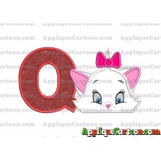 Marie The Aristocats Head Applique Embroidery Design With Alphabet Q