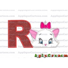 Marie The Aristocats Head Applique Embroidery Design With Alphabet R