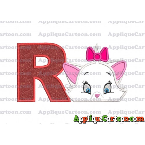 Marie The Aristocats Head Applique Embroidery Design With Alphabet R