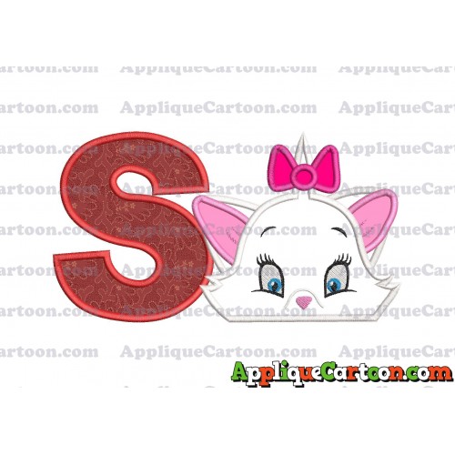 Marie The Aristocats Head Applique Embroidery Design With Alphabet S
