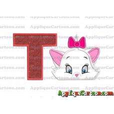 Marie The Aristocats Head Applique Embroidery Design With Alphabet T