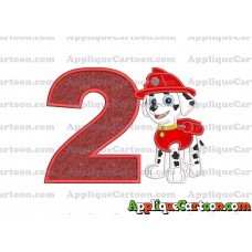 Marshall Paw Patrol Applique Embroidery Design Birthday Number 2