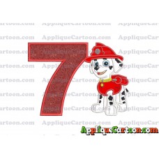 Marshall Paw Patrol Applique Embroidery Design Birthday Number 7