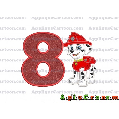 Marshall Paw Patrol Applique Embroidery Design Birthday Number 8