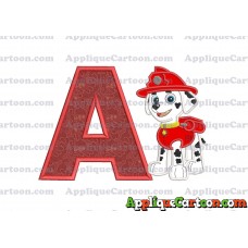 Marshall Paw Patrol Applique Embroidery Design With Alphabet A