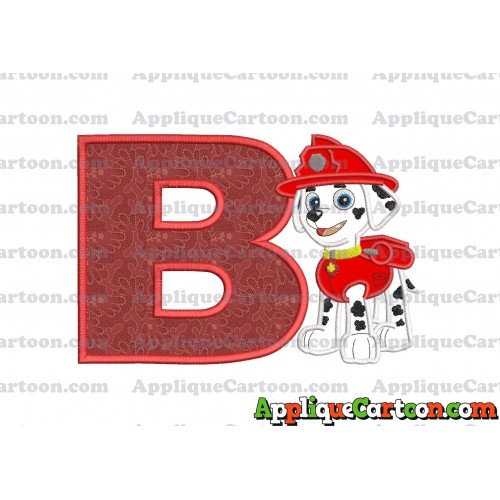 Marshall Paw Patrol Applique Embroidery Design With Alphabet B
