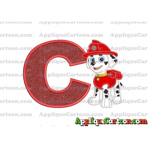 Marshall Paw Patrol Applique Embroidery Design With Alphabet C
