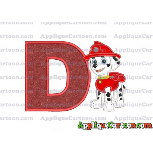 Marshall Paw Patrol Applique Embroidery Design With Alphabet D