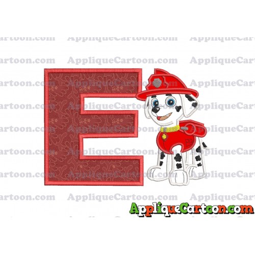 Marshall Paw Patrol Applique Embroidery Design With Alphabet E