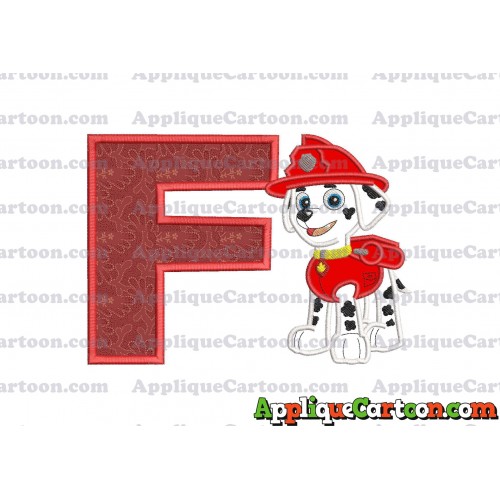 Marshall Paw Patrol Applique Embroidery Design With Alphabet F