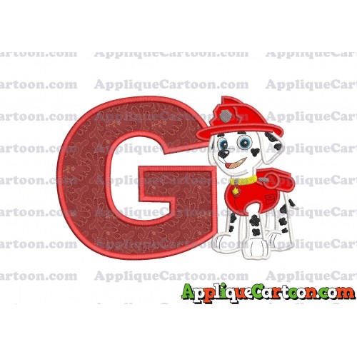 Marshall Paw Patrol Applique Embroidery Design With Alphabet G