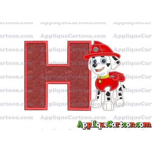 Marshall Paw Patrol Applique Embroidery Design With Alphabet H