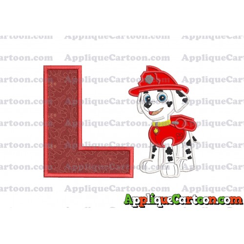Marshall Paw Patrol Applique Embroidery Design With Alphabet L