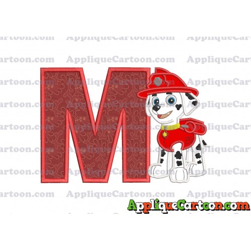 Marshall Paw Patrol Applique Embroidery Design With Alphabet M
