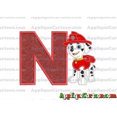 Marshall Paw Patrol Applique Embroidery Design With Alphabet N
