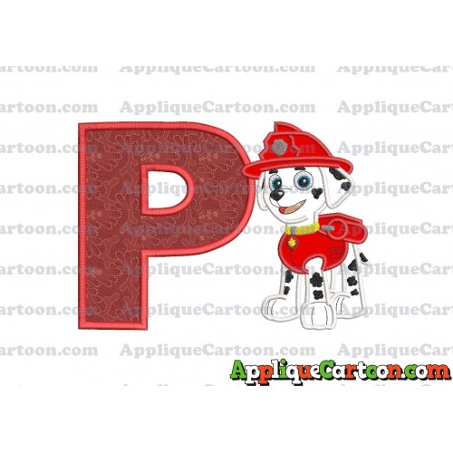 Marshall Paw Patrol Applique Embroidery Design With Alphabet P