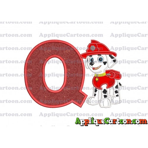 Marshall Paw Patrol Applique Embroidery Design With Alphabet Q