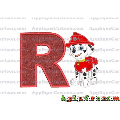 Marshall Paw Patrol Applique Embroidery Design With Alphabet R