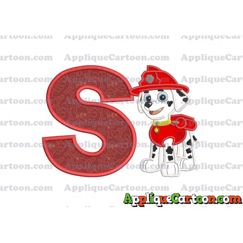 Marshall Paw Patrol Applique Embroidery Design With Alphabet S