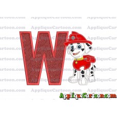 Marshall Paw Patrol Applique Embroidery Design With Alphabet W