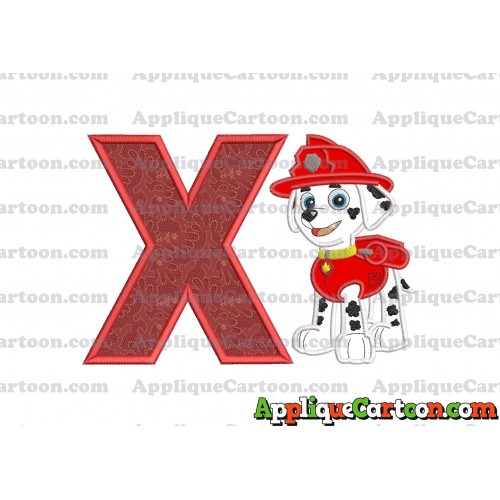 Marshall Paw Patrol Applique Embroidery Design With Alphabet X