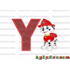 Marshall Paw Patrol Applique Embroidery Design With Alphabet Y