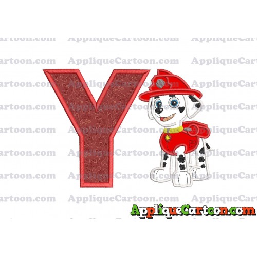Marshall Paw Patrol Applique Embroidery Design With Alphabet Y